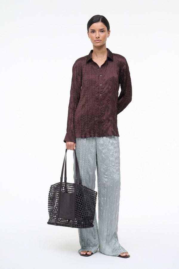 staud SUKI SHIRT EARTH PLISSE