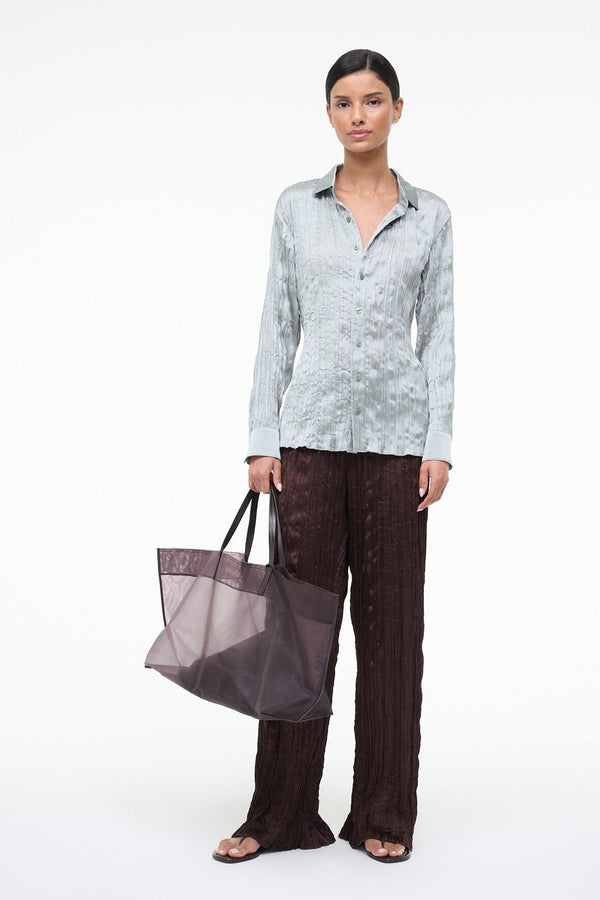 Staud SUKI SHIRT SILVER SAGE PLISSE