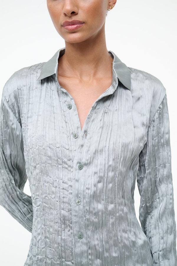 Staud SUKI SHIRT SILVER SAGE PLISSE
