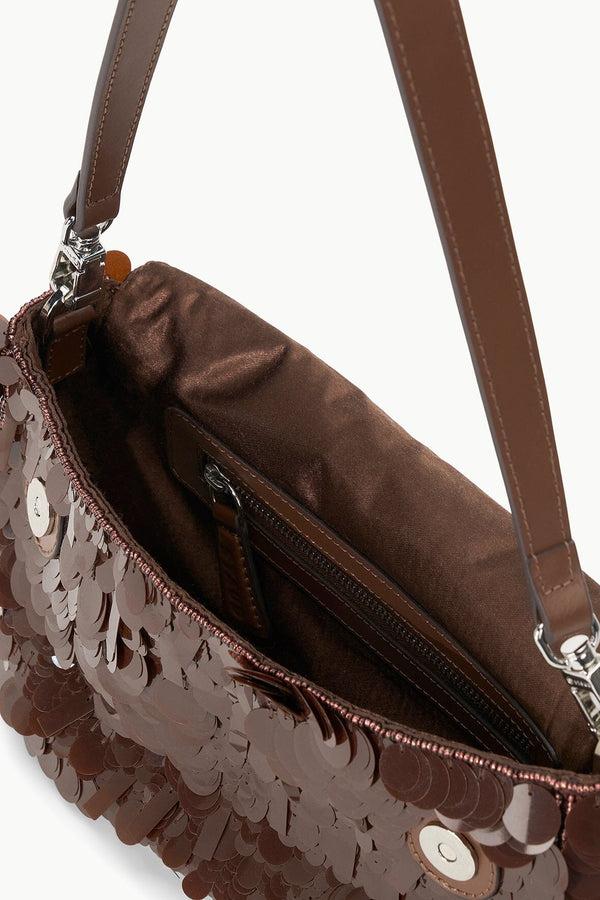 Staud TIMMY SHOULDER BAG CACAO SEQUINS