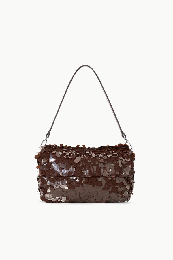 staud TIMMY SHOULDER BAG CACAO SEQUINS