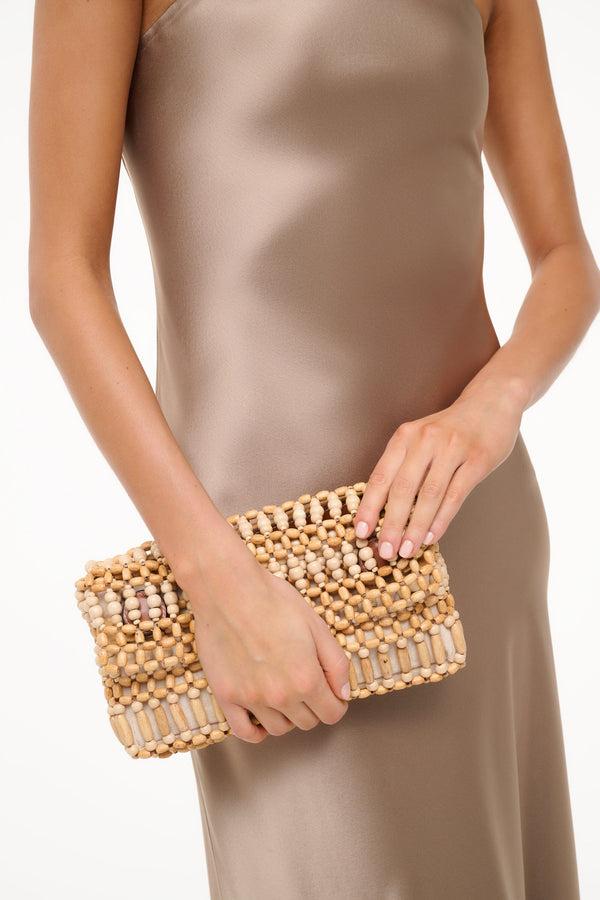 Staud TIMMY SHOULDER BAG NATURAL WOOD BEADS