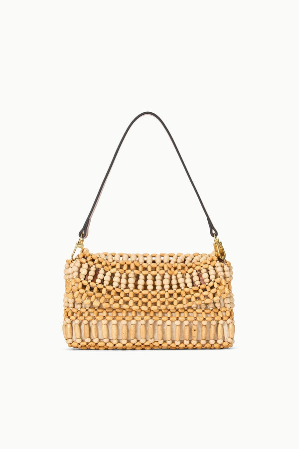 staud TIMMY SHOULDER BAG NATURAL WOOD BEADS