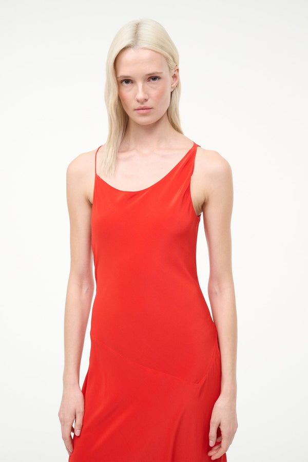 Staud TOLUCA SILK DRESS RED ROSE