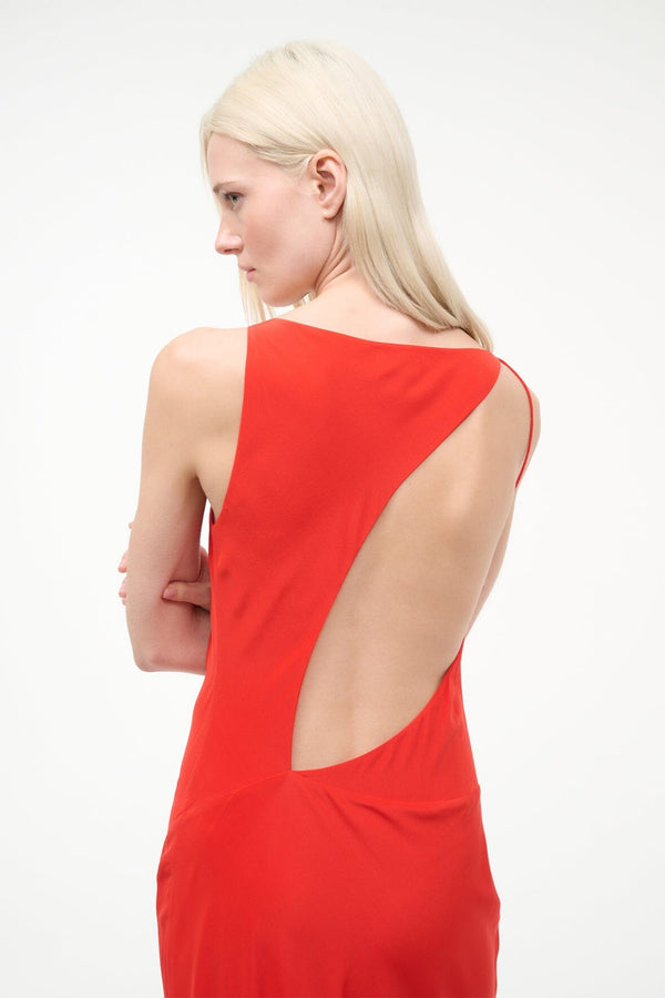 Staud TOLUCA SILK DRESS RED ROSE