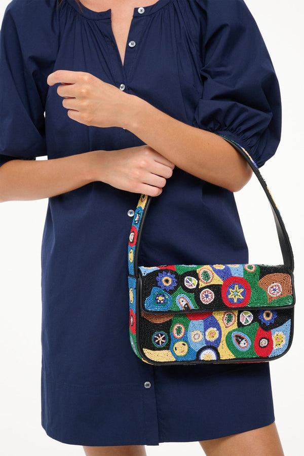 Staud TOMMY BEADED BAG BLACK MILLEFIORI