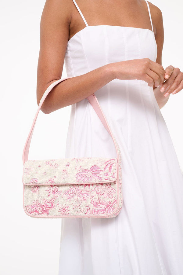 Staud TOMMY BEADED BAG IVORY CHERRY BLOSSOM TOILE