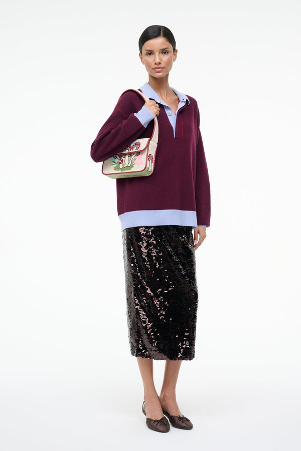 Staud TOMMY BEADED BAG MUSHROOM TEA