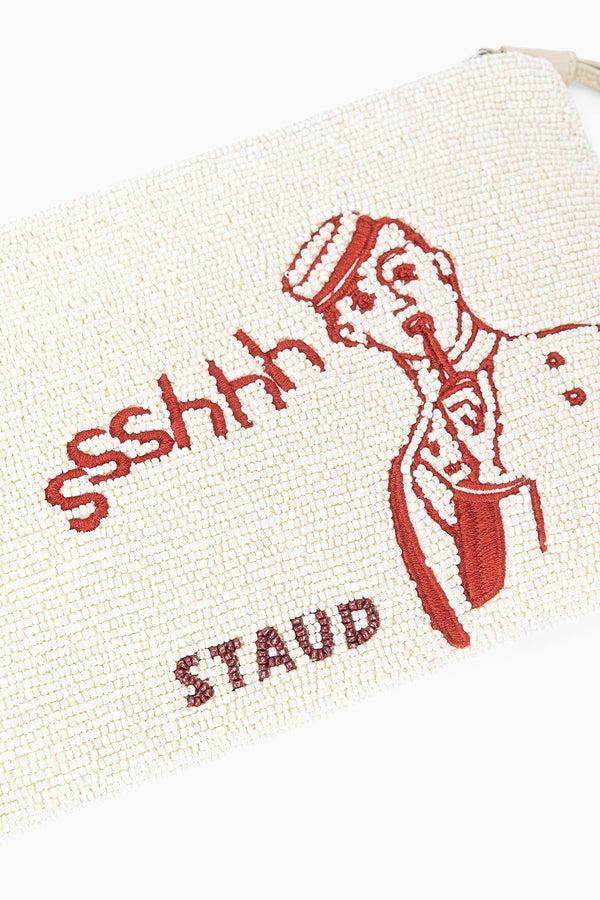 Staud TOMMY BEADED LARGE POUCH DO NOT DISTURB