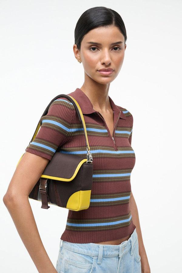 Staud TONY SHOULDER BAG ESPRESSO LEMON