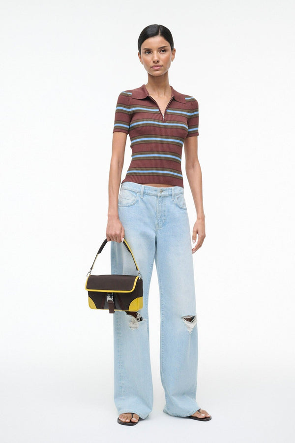 Staud TONY SHOULDER BAG ESPRESSO LEMON