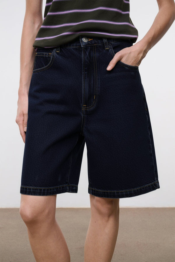 Staud TREVOR BERMUDA SHORT INDIGO