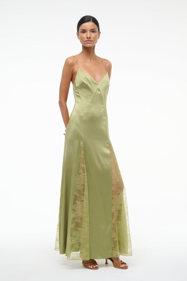 Staud TRINITY SILK DRESS MOSS