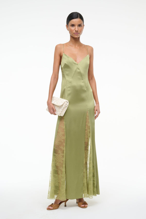 staud TRINITY SILK DRESS MOSS