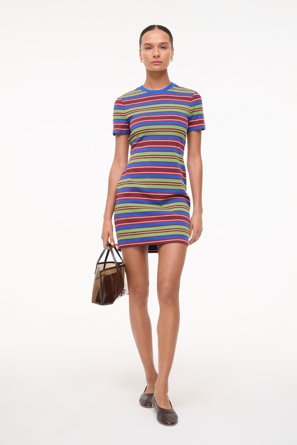 staud WADE DRESS SPECTRUM STRIPE