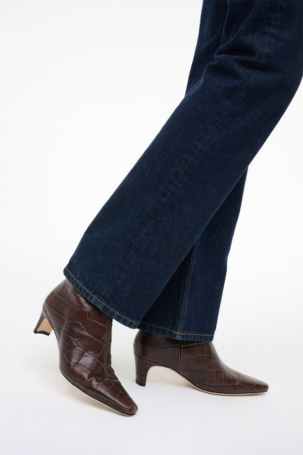 Staud WALLY ANKLE BOOT ESPRESSO CROCO