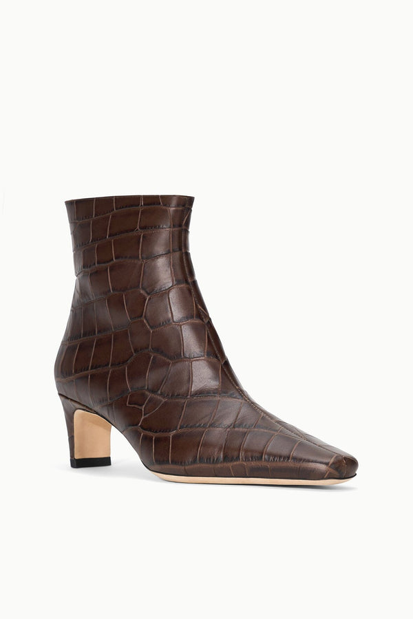 Staud WALLY ANKLE BOOT ESPRESSO CROCO