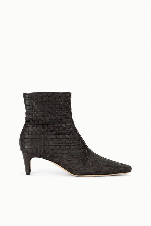 staud WALLY ANKLE BOOT ESPRESSO WOVEN LEATHER