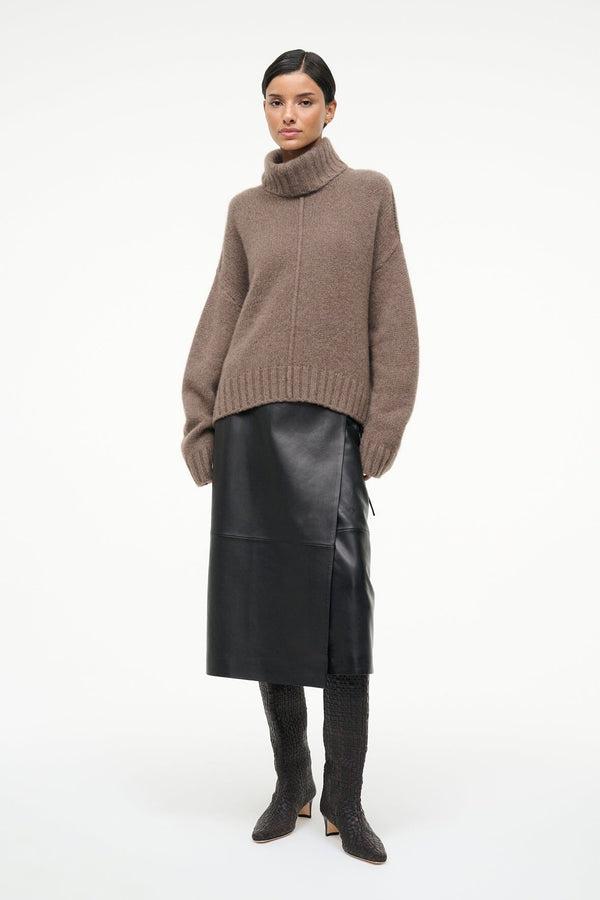 Staud WALLY BOOT ESPRESSO WOVEN LEATHER