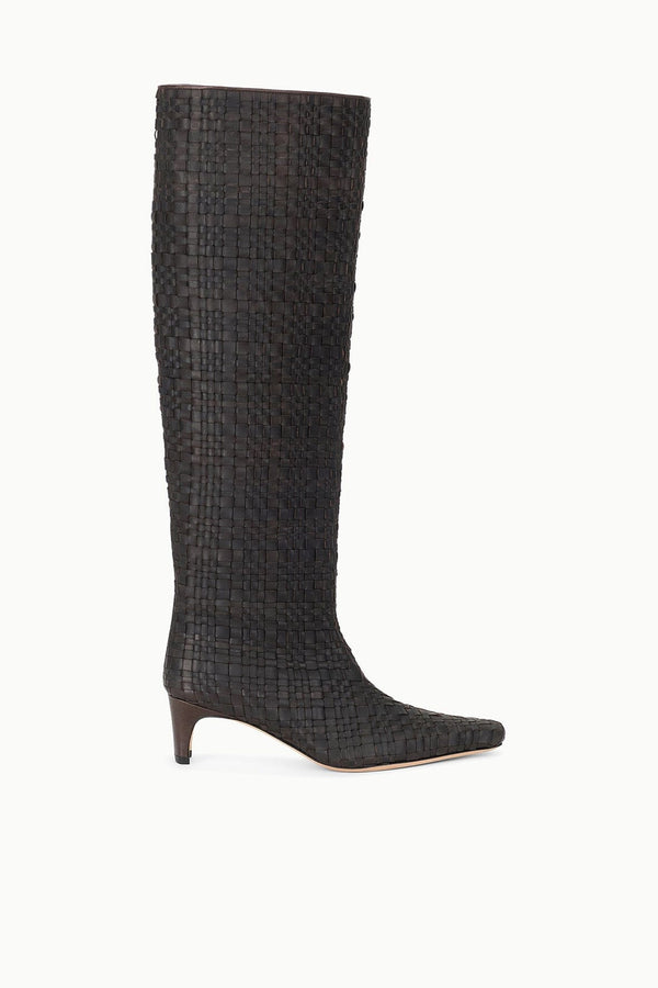 staud WALLY BOOT ESPRESSO WOVEN LEATHER