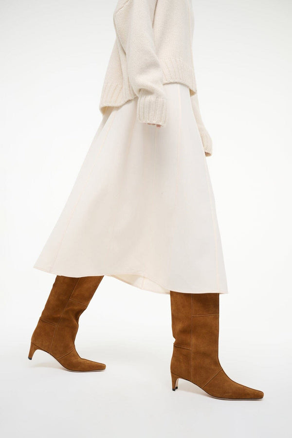 Staud WALLY BOOT PATCHWORK TAN SUEDE