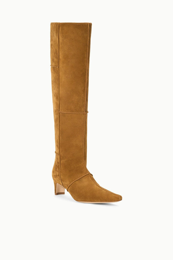 Staud WALLY BOOT PATCHWORK TAN SUEDE