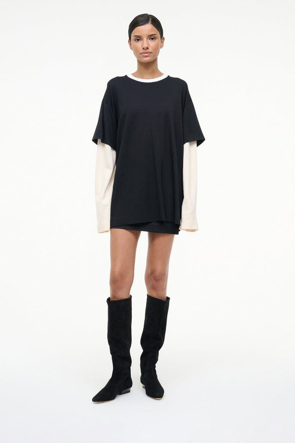 Staud WALLY FLAT BOOT BLACK SUEDE