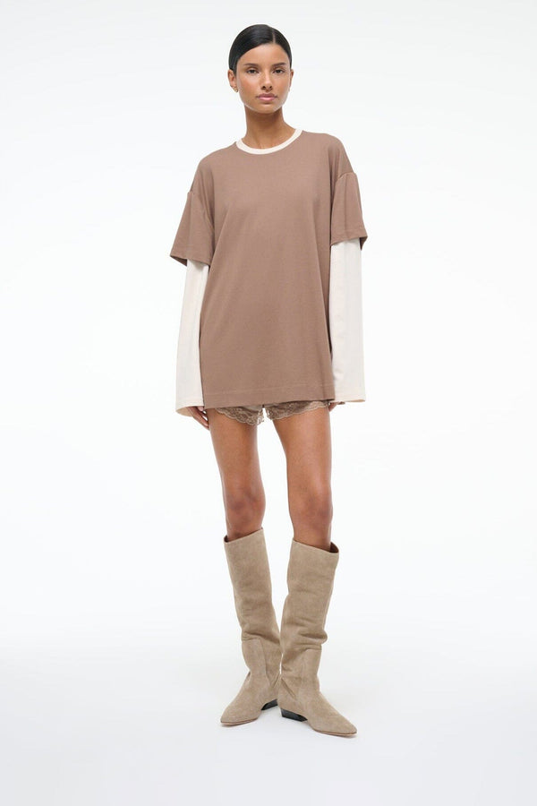 staud WALLY FLAT BOOT DUNE SUEDE