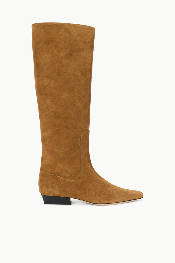staud WALLY FLAT BOOT TAN SUEDE