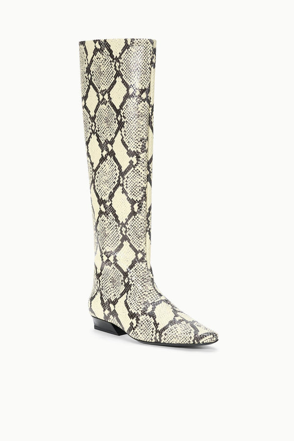 Staud WALLY FLAT BOOT WHITE SNAKE