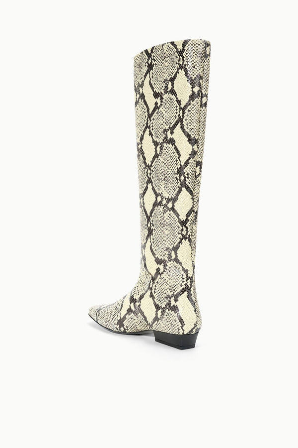 Staud WALLY FLAT BOOT WHITE SNAKE