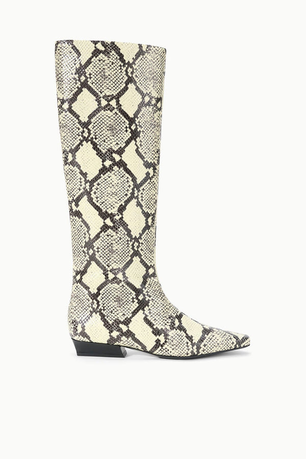staud WALLY FLAT BOOT WHITE SNAKE
