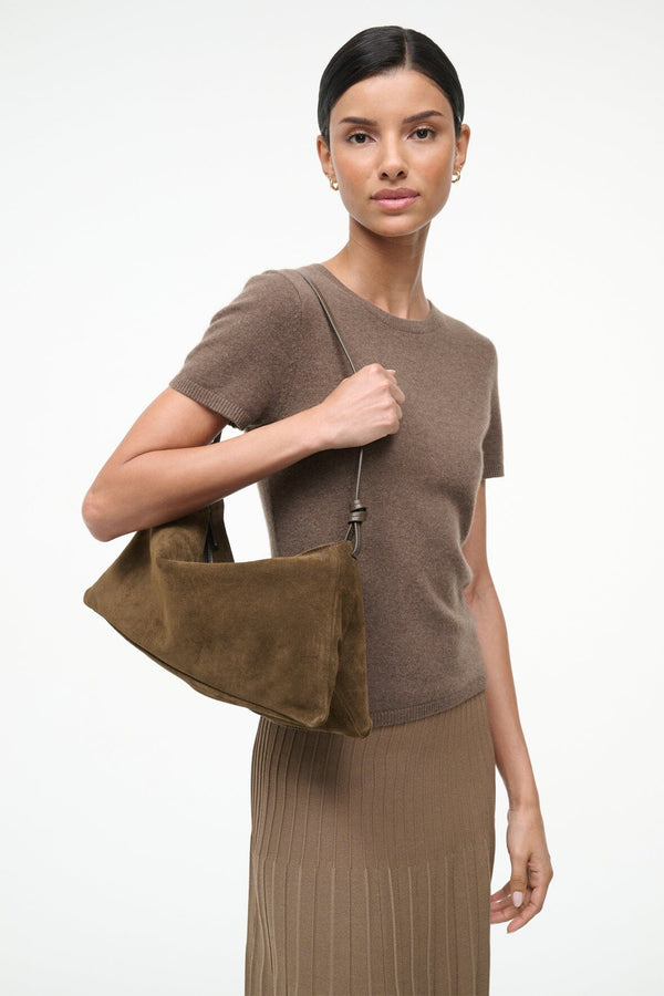 Staud WALLY SHOULDER BAG TRUFFLE SUEDE