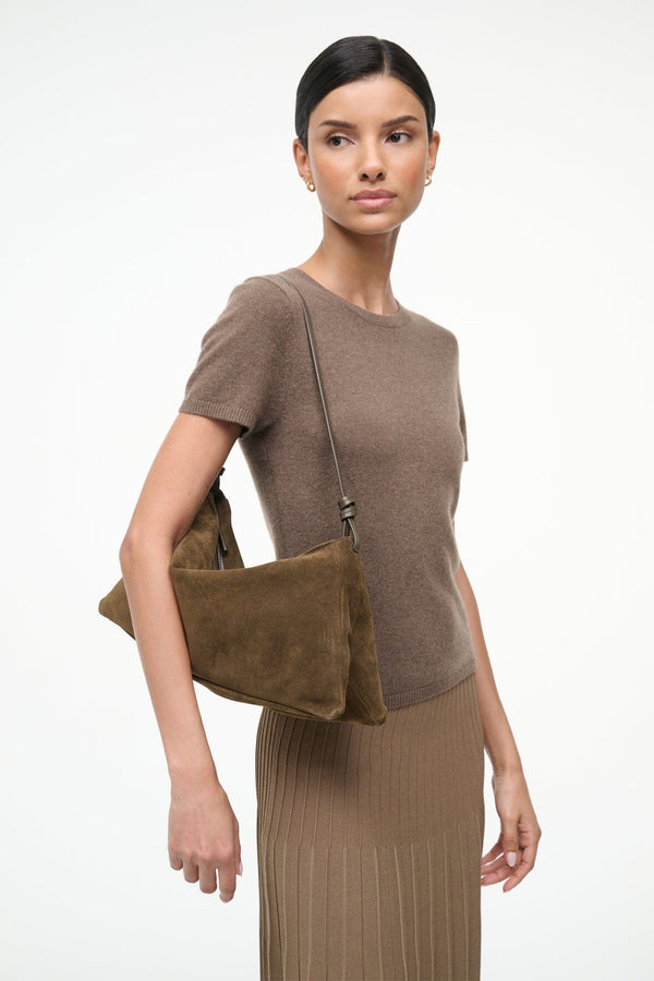 Staud WALLY SHOULDER BAG TRUFFLE SUEDE