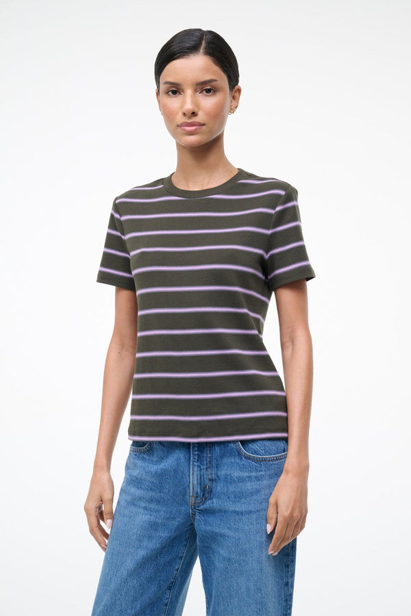 Staud WEEKEND CREW TEE PINE STRIPE