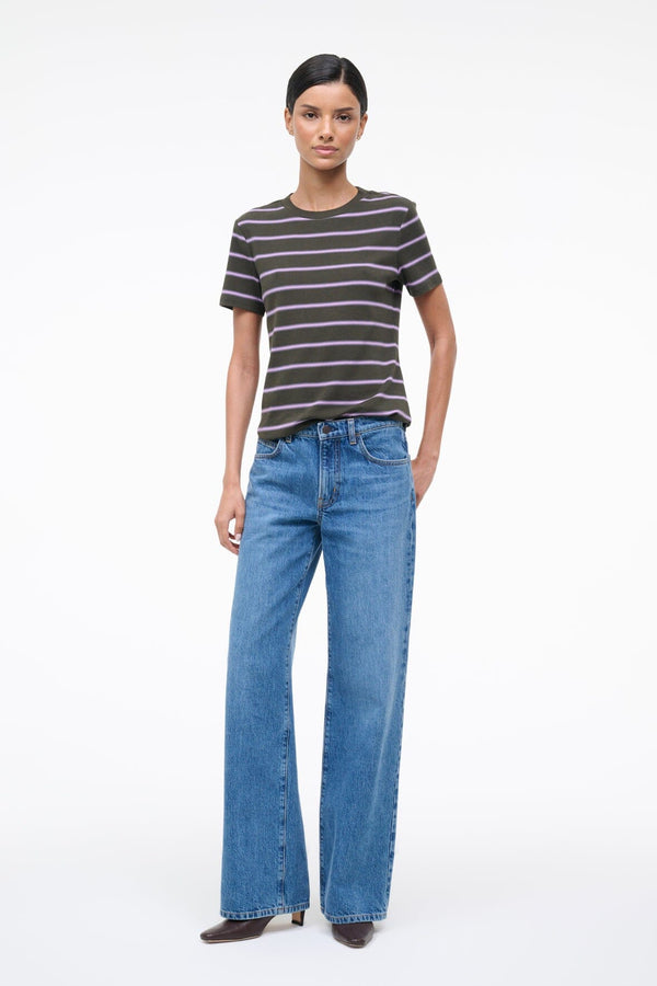 Staud WEEKEND CREW TEE PINE STRIPE