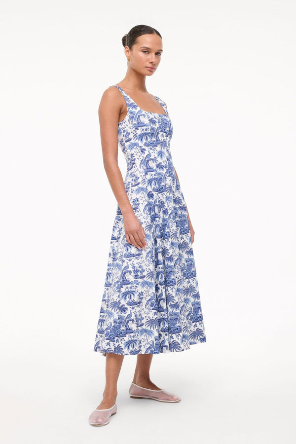 Staud WELLS DRESS BLUE TOILE