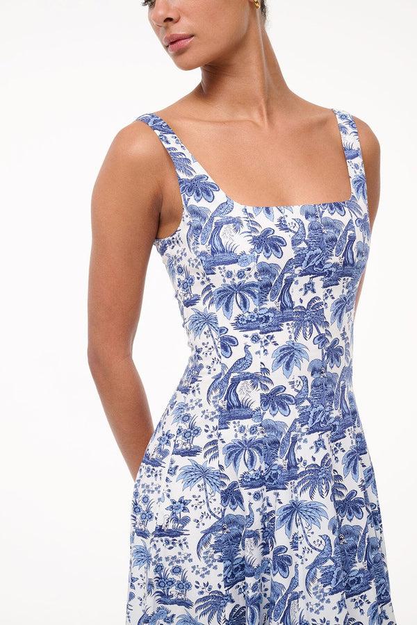 Staud WELLS DRESS BLUE TOILE