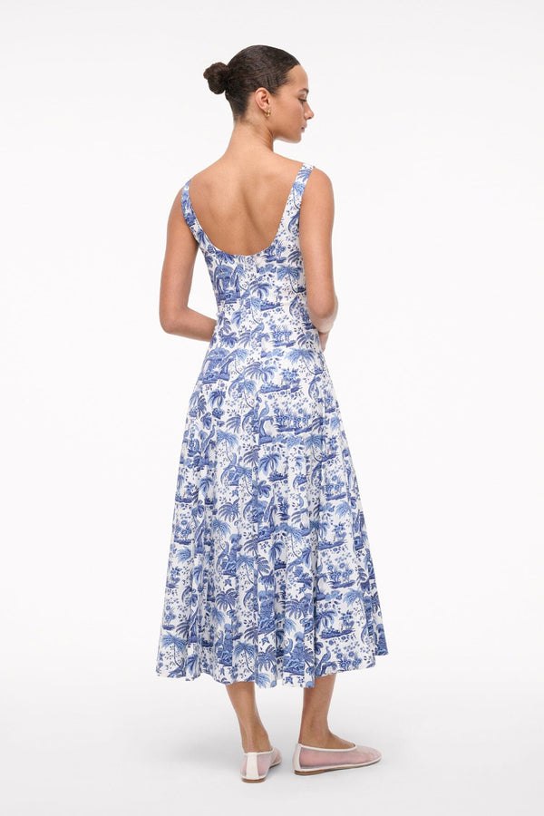 Staud WELLS DRESS BLUE TOILE