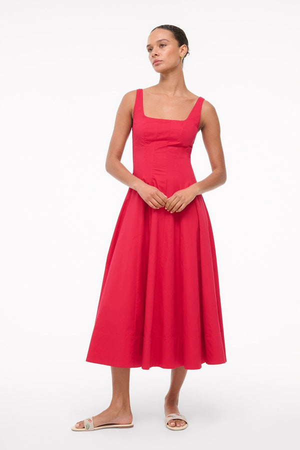 Staud WELLS DRESS CHERRY
