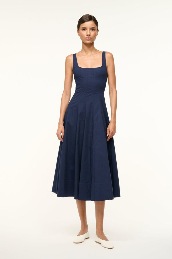 staud WELLS DRESS NAVY