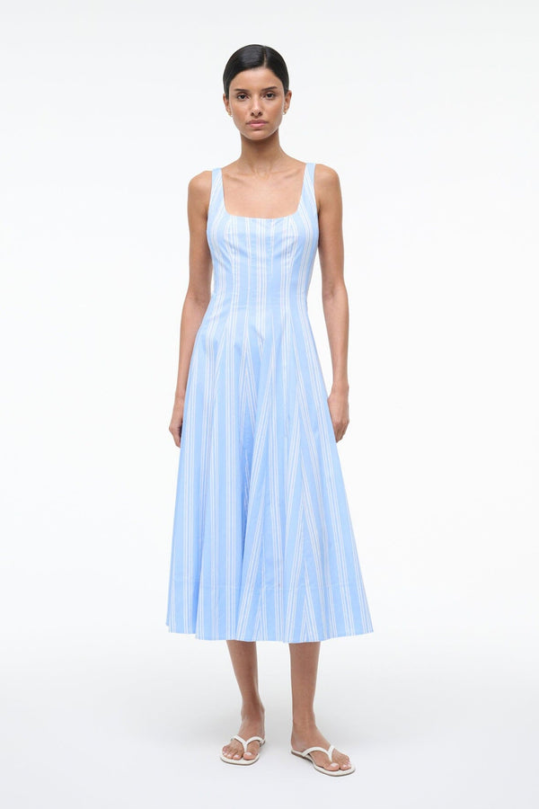 staud WELLS DRESS VENTURA STRIPE
