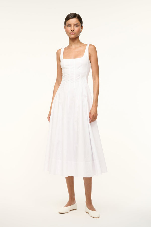 staud WELLS DRESS WHITE