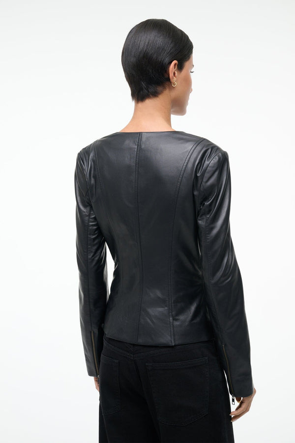 Staud WELLS LEATHER JACKET BLACK