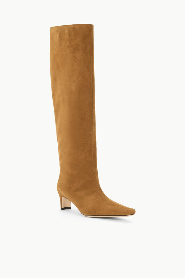 Staud WIDE SHAFT WALLY BOOT TAN SUEDE
