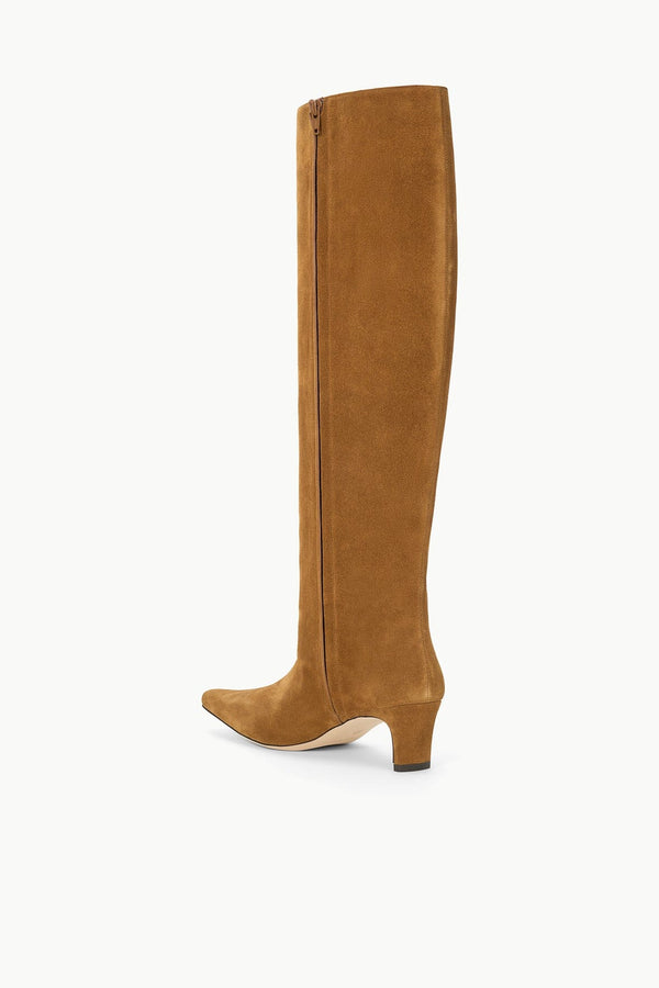 Staud WIDE SHAFT WALLY BOOT TAN SUEDE