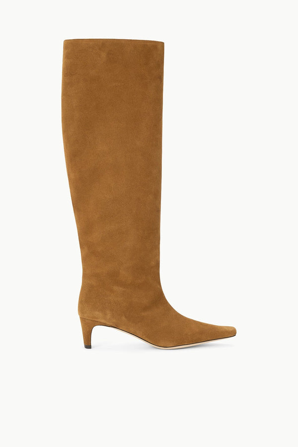 staud WIDE SHAFT WALLY BOOT TAN SUEDE