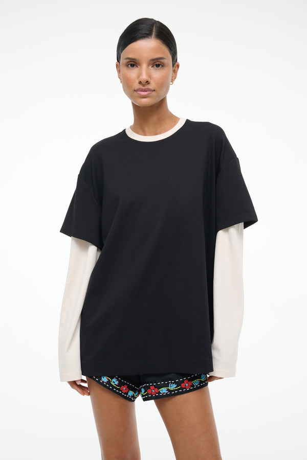 Staud WILLIAM TEE BLACK ECRU