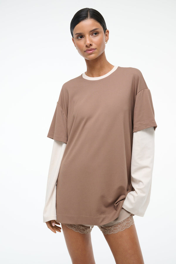 staud WILLIAM TEE TAUPE ECRU