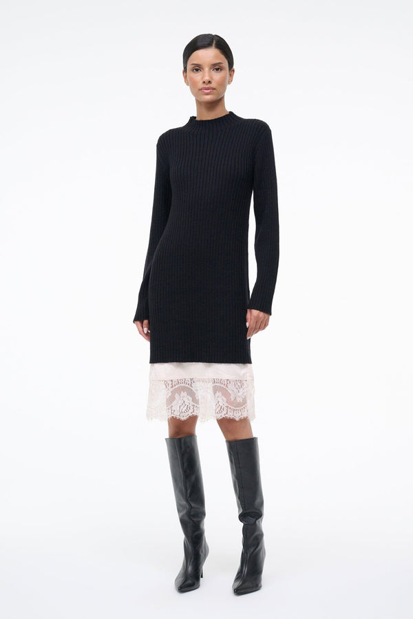 staud WILLOW SWEATER DRESS BLACK